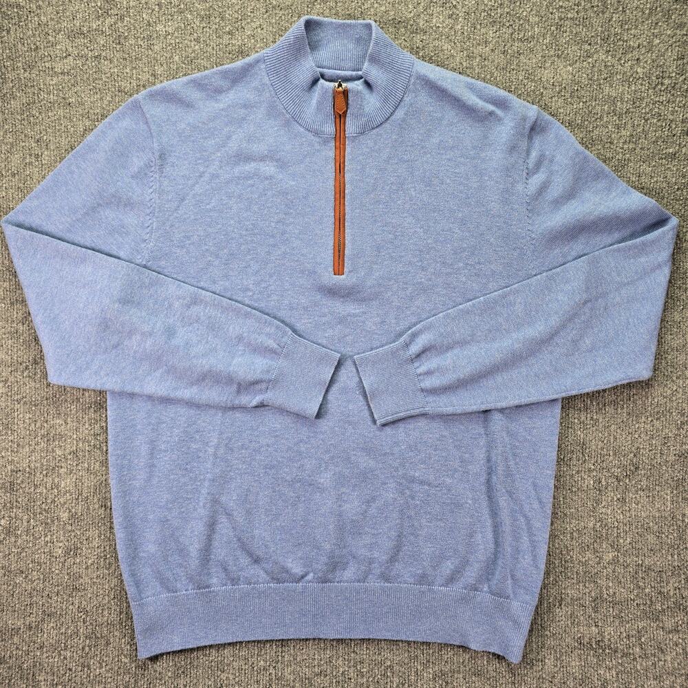 Onward Reserve 1/4 Zip Pullover Mens Medium Heather Blue Cotton Nylon Wool Blend